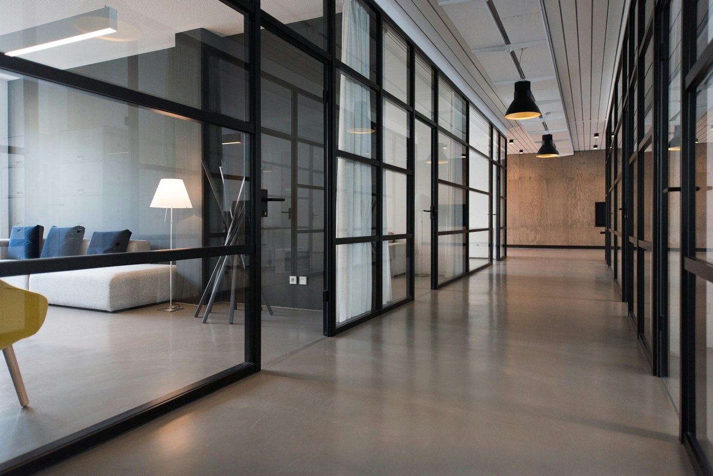 A refined contemporary workspace interior
